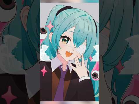 【二次創作でモニタリングの初音ミク描いてみた‼︎】リクエストありがとう！チャンネル登録まってるぞ！【柏木もも】 #shorts #vtuber #イラスト #描いてみた