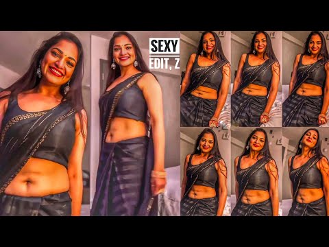 Ashwini Sree Hot saree navel in Black saree 🔥