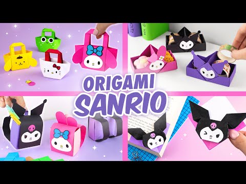 Origami Kuromi & My Melody Boxes, handbag & bookmark | Sanrio Paper crafts