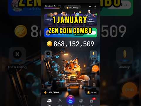 Zen coin daily combo cards 1 January | 1 January Zen coin Combo cards | Zen coin today's combo cards