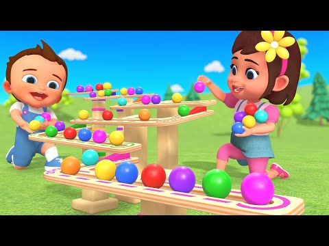 Learn Colors with Baby Marble Color Balls Wooden Toy Set | Fun Educational Video for Kids!