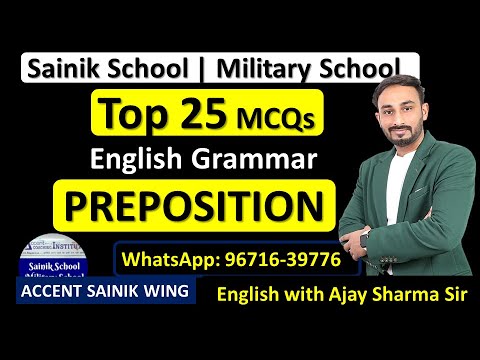 English Grammar for Sainik School | Class 6 & 9 | Preposition for Sainik School | Exercise AISSEE