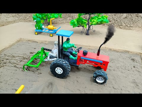 Creative tractor mini plough machine science project | Mini tractor supply water pump diesel engine