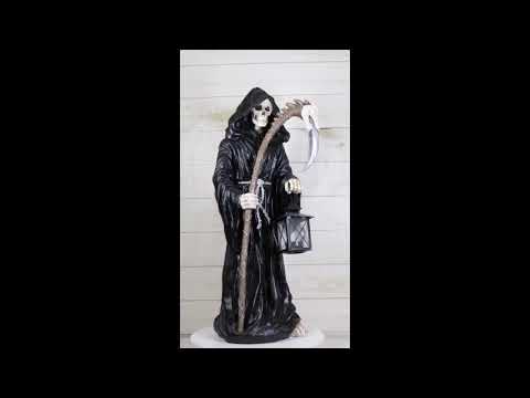 Time Waits For No Man Grim Reaper Holding Scythe And Solar LED Lantern Statue