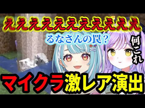 【マイクラ】想像していなかった激レア演出に驚く紫宮るなと白波らむね【紫宮るな/白波らむね】