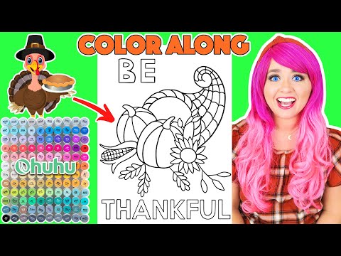 Color Thanksgiving Cornucopia "Be Thankful" Picture With Me | COLOR ALONG WITH KIMMI