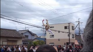 令和4年だんじり祭り。鳳地区　北王子　大工方が電線に引っかかる！！！