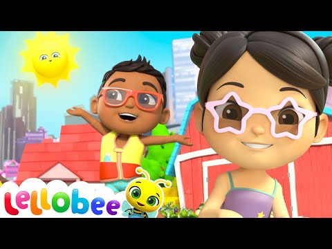 Ella & Rishi's Summer fun: Splash, Sing, and Dance! |🌻Lellobee City Farm - Kids Playhouse Song Mix