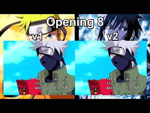 Naruto - Opening 8 Comparison - Versions 1-2 (HD - 60 fps)