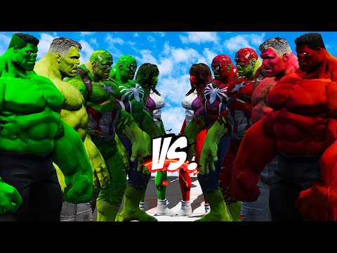 TEAM GREEN HULK VS TEAM RED HULK - EPIC SUPERHEROES WAR