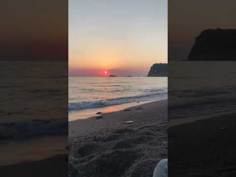 Beautiful sunset view at Buljarica beach in Montenegro filled with relaxing sounds of the sea.