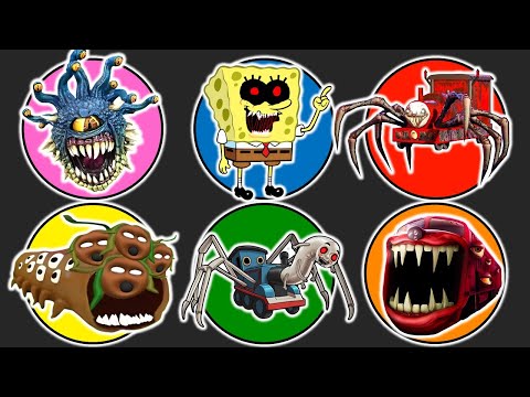 Spin Wheel Beholder Eater, Spongebob Exe,Choo Choo Charles, Tree Head Eater,Thomas Lipan,Train Eater