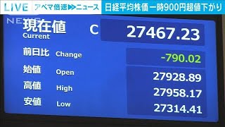 日経平均株価　一時900円超値下がり　原油価格の上昇による世界経済の先行き懸念から(2022年1月19日)