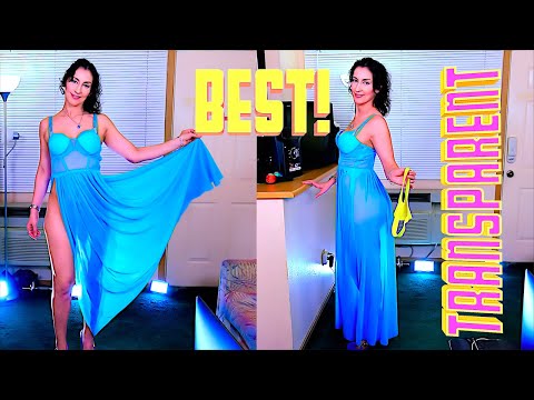 Sexy Dresses Try On Haul - No Panties, Transparent Lingerie Blue Purples Dress