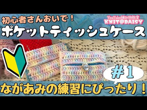 【レベル１：ながあみのポケットティッシュケース＃１】準備するもの、毛糸・かぎ針の持ち方を超丁寧に解説！よくしゃべるニットレッスン