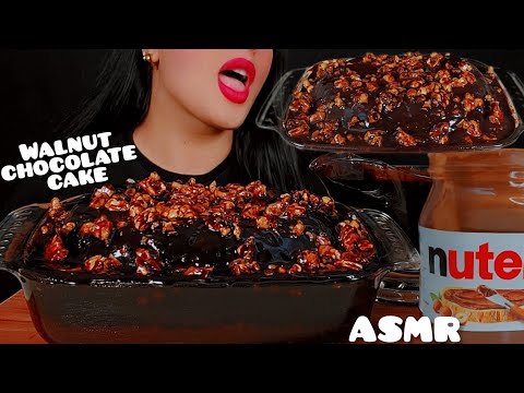 🍫asmr Nutella chocolate cake with milk👅목방초콜릿 호두케이크😋|eatingsounds | Notalking 🐾