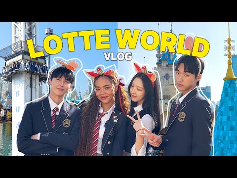 LOTTE WORLD VLOG: korea school uniforms & my friends!🎡🎠