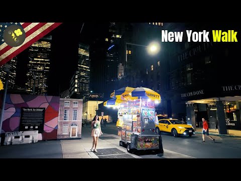 Escape to New York City : Relaxing Manhattan Night Walk 4K