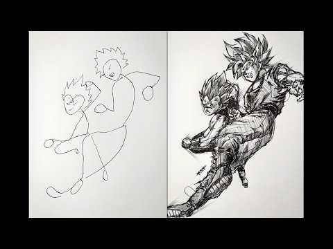 How to Draw Goku vs Vegeta | StickMan drawing | easy drawing