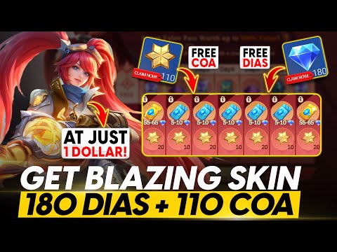 HOW TO GET A BLAZING SKIN, 180 DIAMONDS & 110 COA IN JUST 1$!