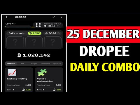 Dropee daily combo today | dropee daily combo 25 December | Daily Combo Dropee | Dropee 25 December