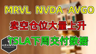 美股 NVDA、MRVL、AVGO，卖空正股仓位大增！TSLA下周交付数据！