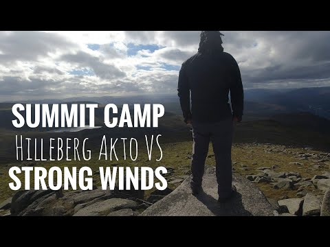 Camping at the top of mountains in strong winds.