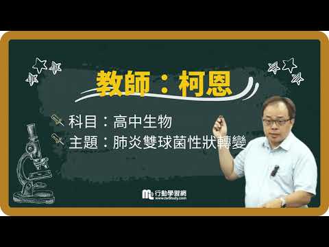 《免費》肺炎鏈球菌重點精華│柯恩老師 │高中生物【行動學習網】