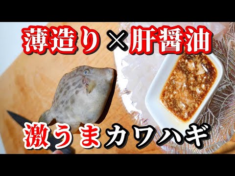 Making Filefish sashimi with liver soy sauce