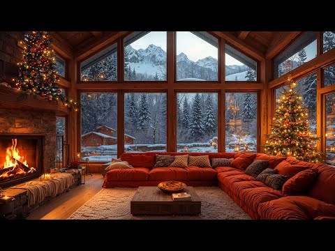 Cozy Christmas Ambience 🎄 Crackling Fireplace Sound & Christmas Relaxing Jazz Instrumental to Unwind