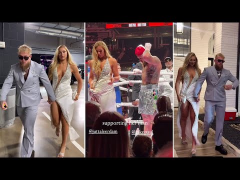 Jake Paul Arrives to Mike Tyson Fight With Girlfriend, 6 Time World Champion Jutta Leerdam - VIDEO