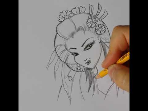 How to draw Japanese Geisha Tattoo Design