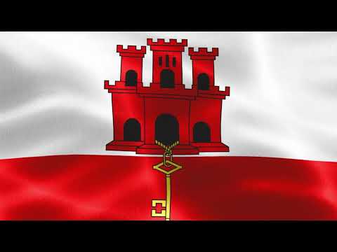 [10 Hours] Gibraltar Flag Waving - Video & Audio - Waving Flags