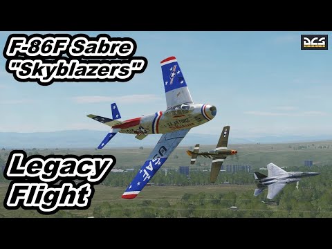 DCS World USAF Legacy Flight North American F-86F Sabre " Skyblazers "  Formation Fly By