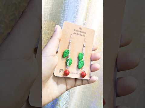 Handmade earrings, cherry 🍒 earrings #handmadejewellry #smallbusiness ##handmade #earrings #shorts