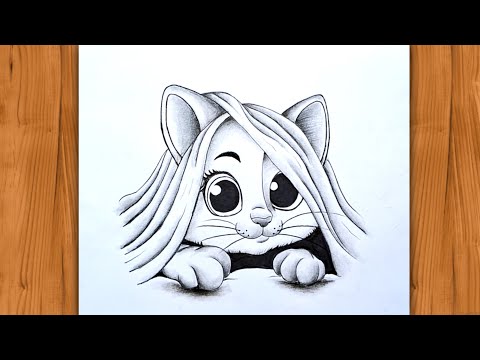 Cute Cat Drawing | Easy drawing | How to draw a cute cat | pencil drawing | cute drawing