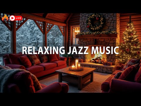 Jazz Relaxing Music & Crackling Fireplace🎄Christmas Fireplace Music Ambience