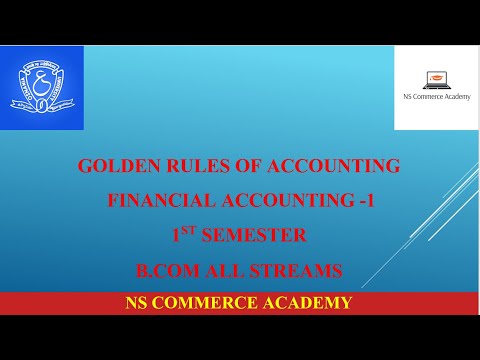 GOLDEN RULES OF ACCOUNTING - FA-1 -1ST SEMESTER - B.COM ALL STREAMS -OU