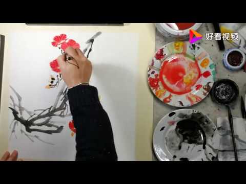 国画提高，凌霄花小创作画國畫书画教学视频Chinese painting teaching