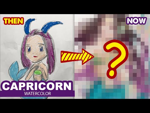 How to draw Capricorn - 12 signs of the zodiac l Then and Now | Huta chan