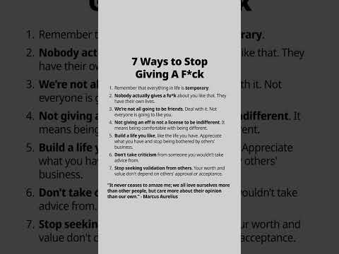 7 Ways to stop giving a f*ck #psychology #mindset