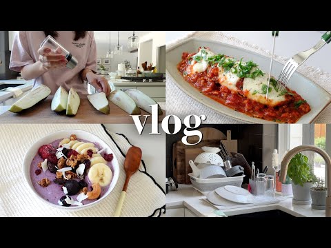 (ENG CC) Easy Tomato Sauce Eggplant Recipe🍆(GF), Cleaning Day, Summer Smoothie Bowl, Seattle Diaries