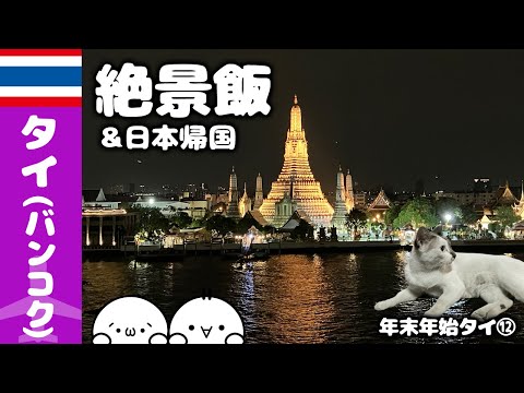 【🇹🇭2022~3年/12～1月　年末年始タイ⑫ 最終回】バンコク絶景レストランで夕食！バンコク猫🌏ゆっくり実況海外旅行VLOG【Bangkok,Thailand】