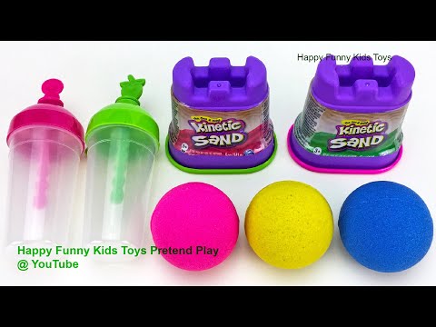 Fun Making Ice Cream with Kinetic Sand and Surprise Toys