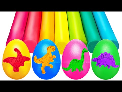 Surprise Eggs with Dinosaur Toys | Create Dinosaurs with Play Doh | Preschool Toddler Learning Video