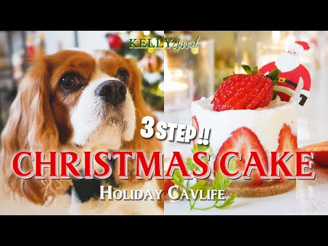 🐶👩【クリスマス】砕く•混ぜる•固める だけ｜簡単レアチーズケーキに挑戦｜キャバリア