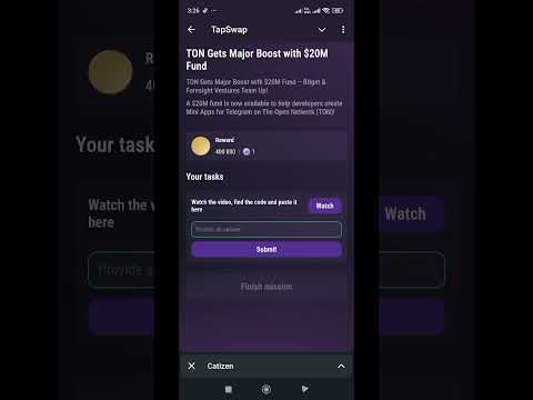 TON Gets Major Boost with $20M Fund | TapSwap Video Code