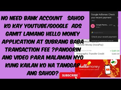 No need bank account   sahod ko Kay YouTube/google  ads gamit lamang hello money app.#sahod