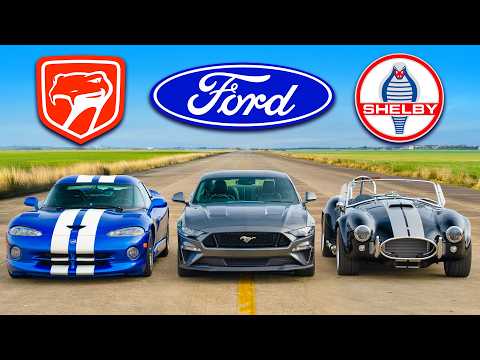 Dodge Viper v Mustang GT v Shelby Cobra: DRAG RACE