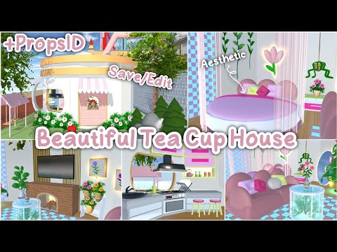 Beautiful Tea Cup House Aesthetic Save/Edit  ✨☕ + PropsID : Sakura School Simulator